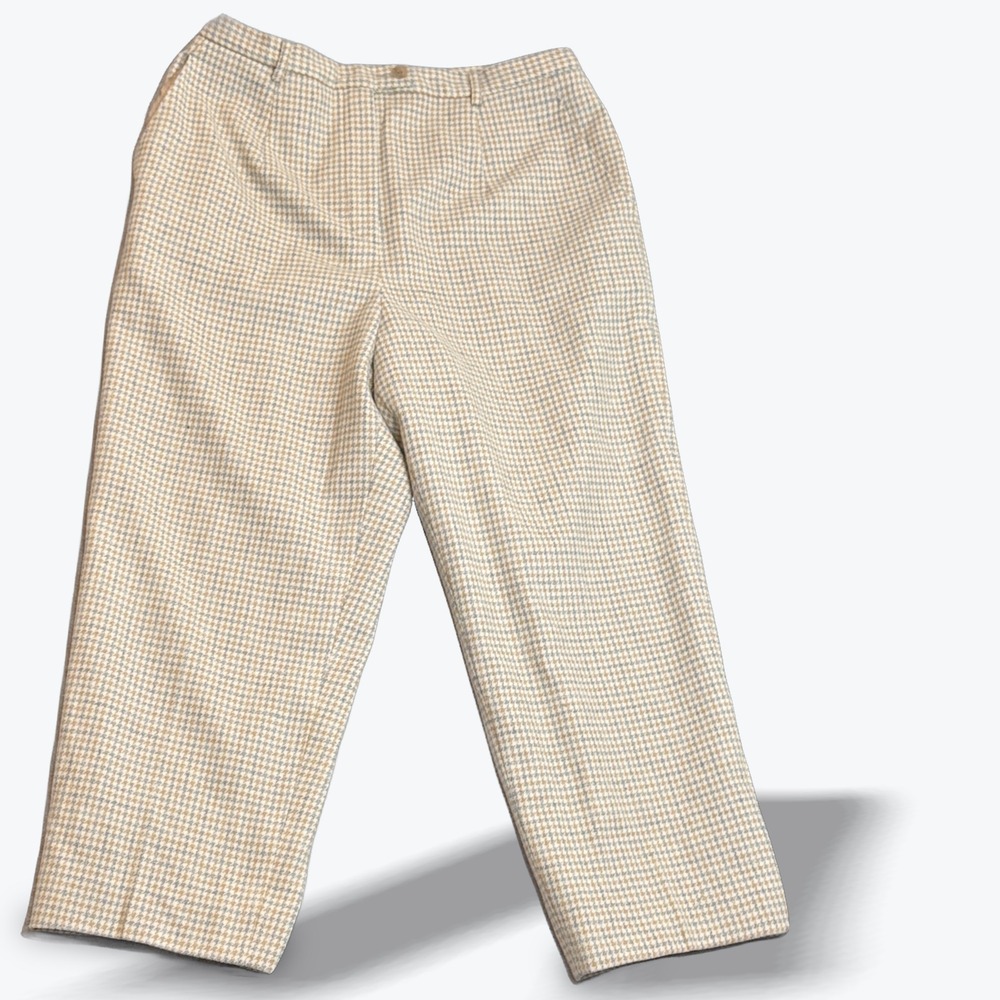 Pendleton‎ Virgin Wool Trousers Houndstooth Check Plaid Satin Lined Career Pants